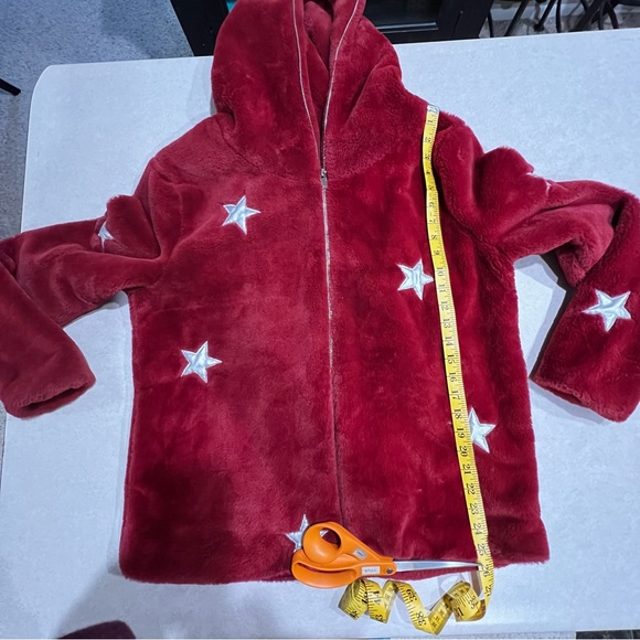 ⭐️ Shein Faux Fur Star Print Hoodie Jacket Coat size SMALL - Picture 15 of 16